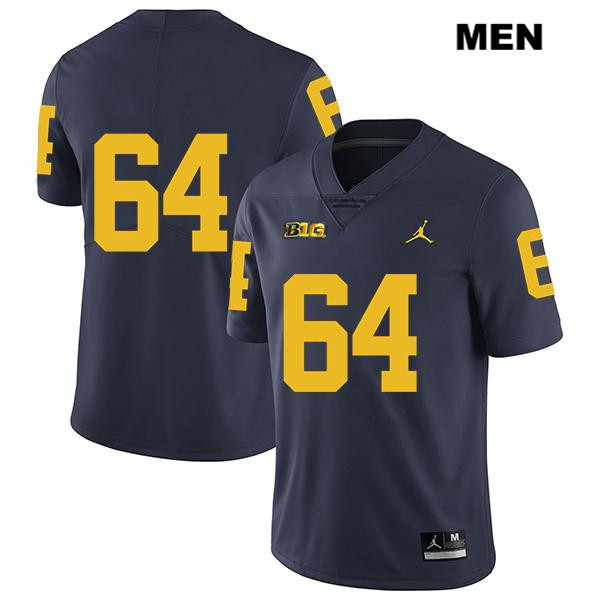 Men's NCAA Michigan Wolverines Mahdi Hazime #64 No Name Navy Jordan Brand Authentic Stitched Legend Football College Jersey GN25A75GR
